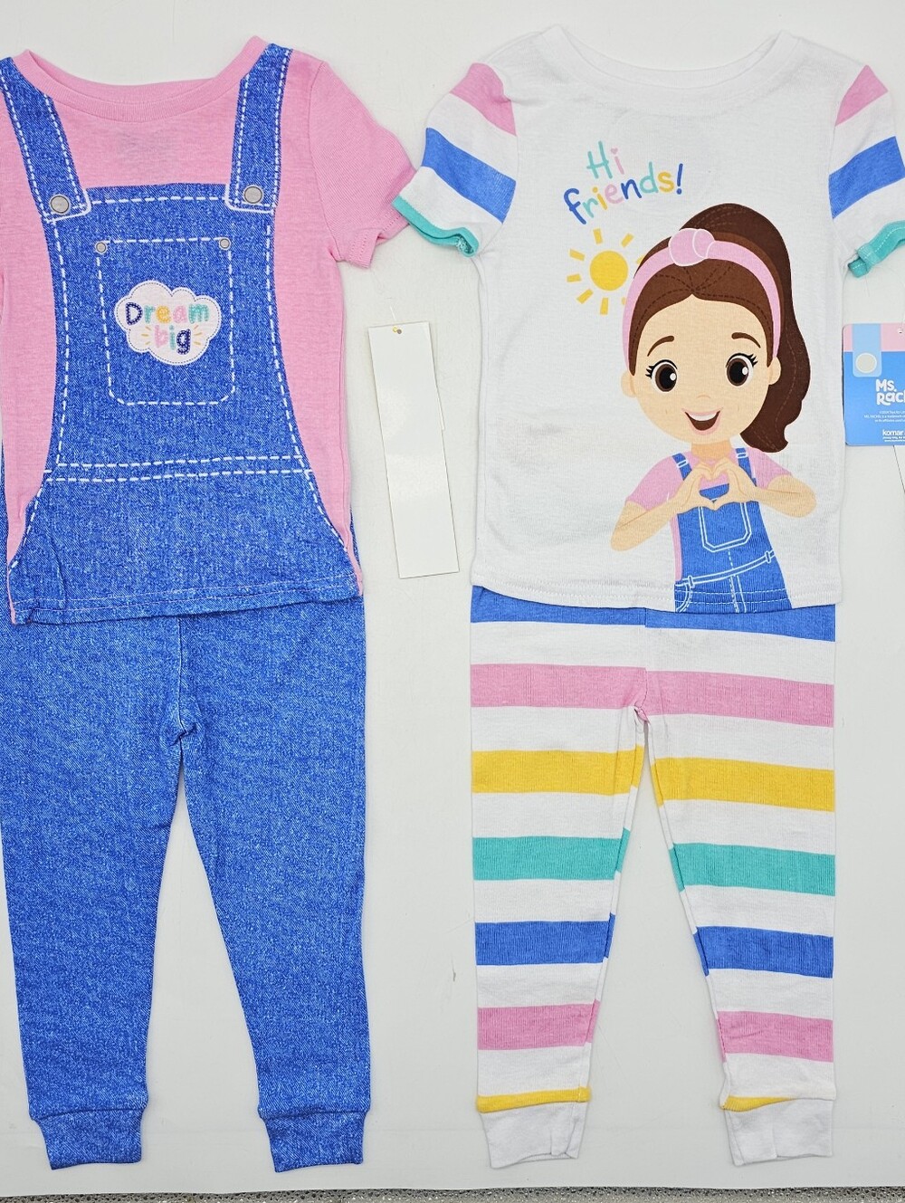 Ms. Rachel Kids Pajama Set 4 Piece Cozy Girls 2T Pjs Short Sleeve Mix/match NWT